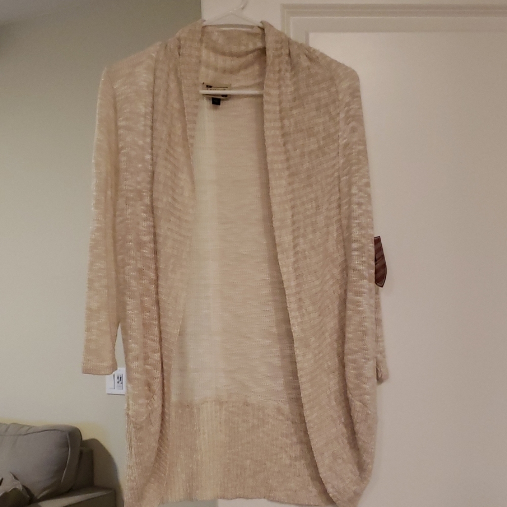 Say What beige tan cardigan 3/4 sleeve